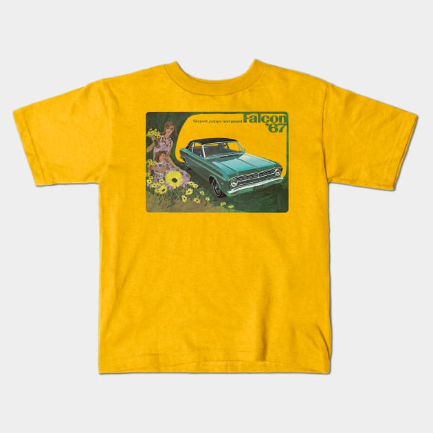 Vintage 1967 Ford Falcon Ad Kids T-Shirt by Drafted Offroad